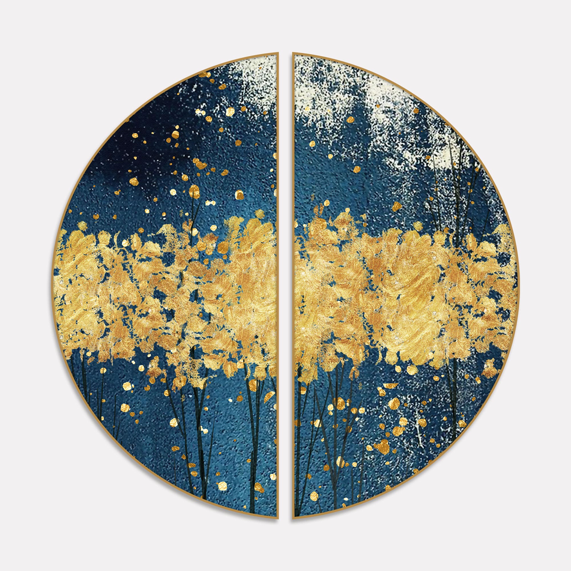 Abstract Porch Golden Background Art Semi Circle Frames Set Of 2 - Image 2