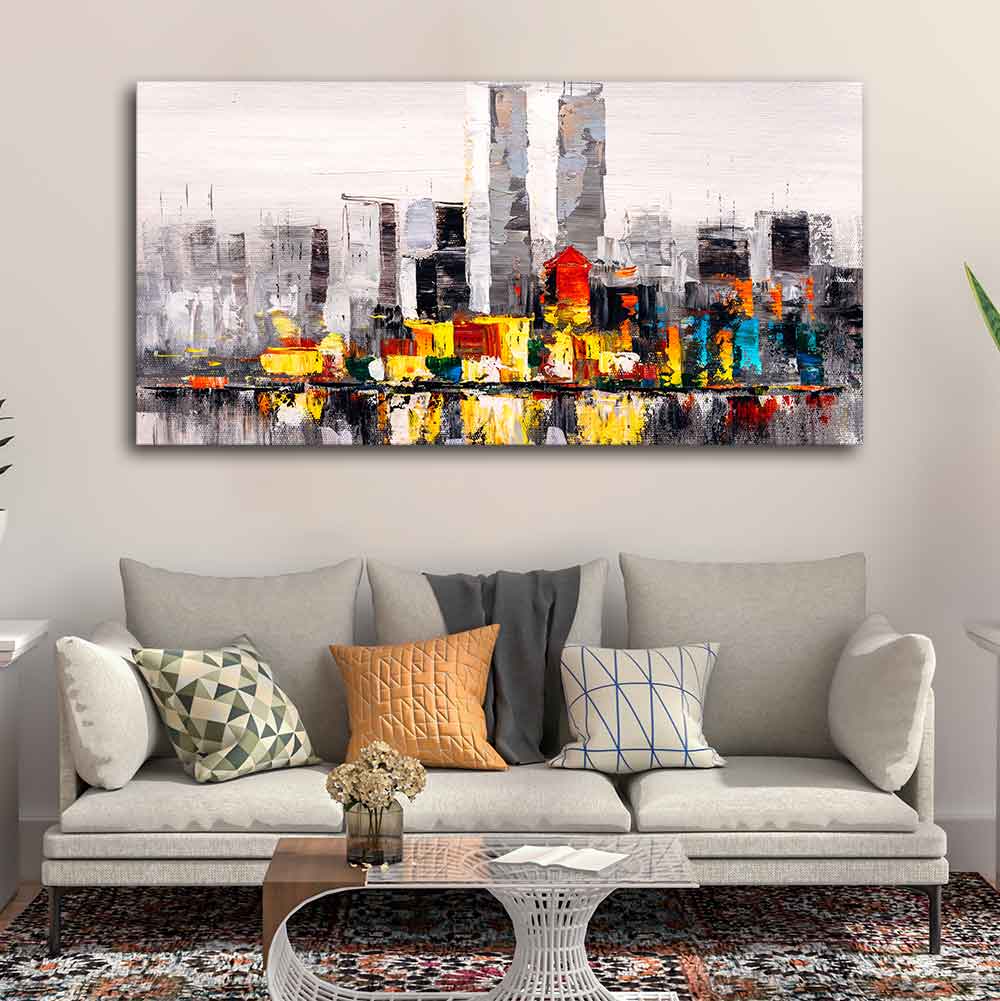 Abstract Wall Painting of A New York City Skyline - Image 4