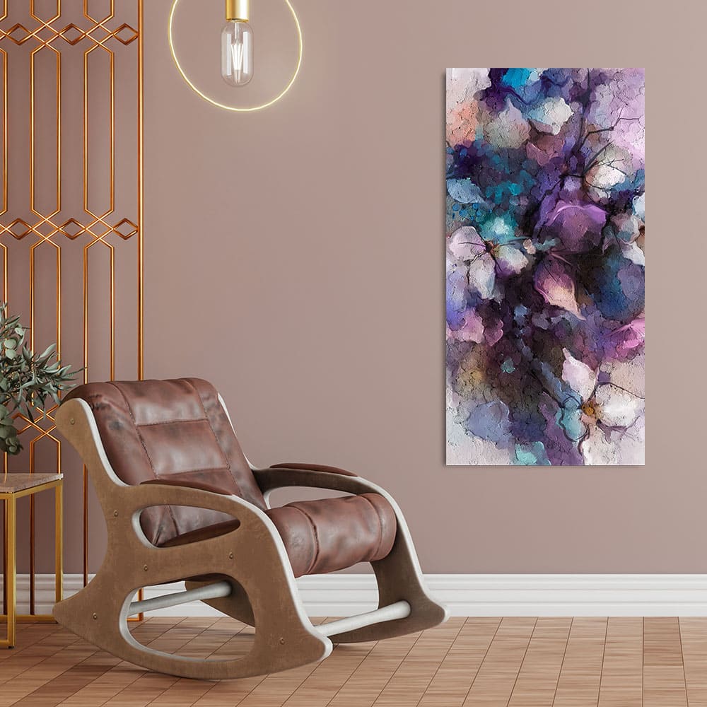 Abstract Purple Ethereal Floral Design Canvas Wall Painting - Image 2