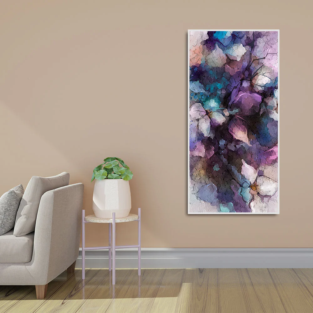 Abstract Purple Ethereal Floral Design Canvas Wall Painting - Image 3