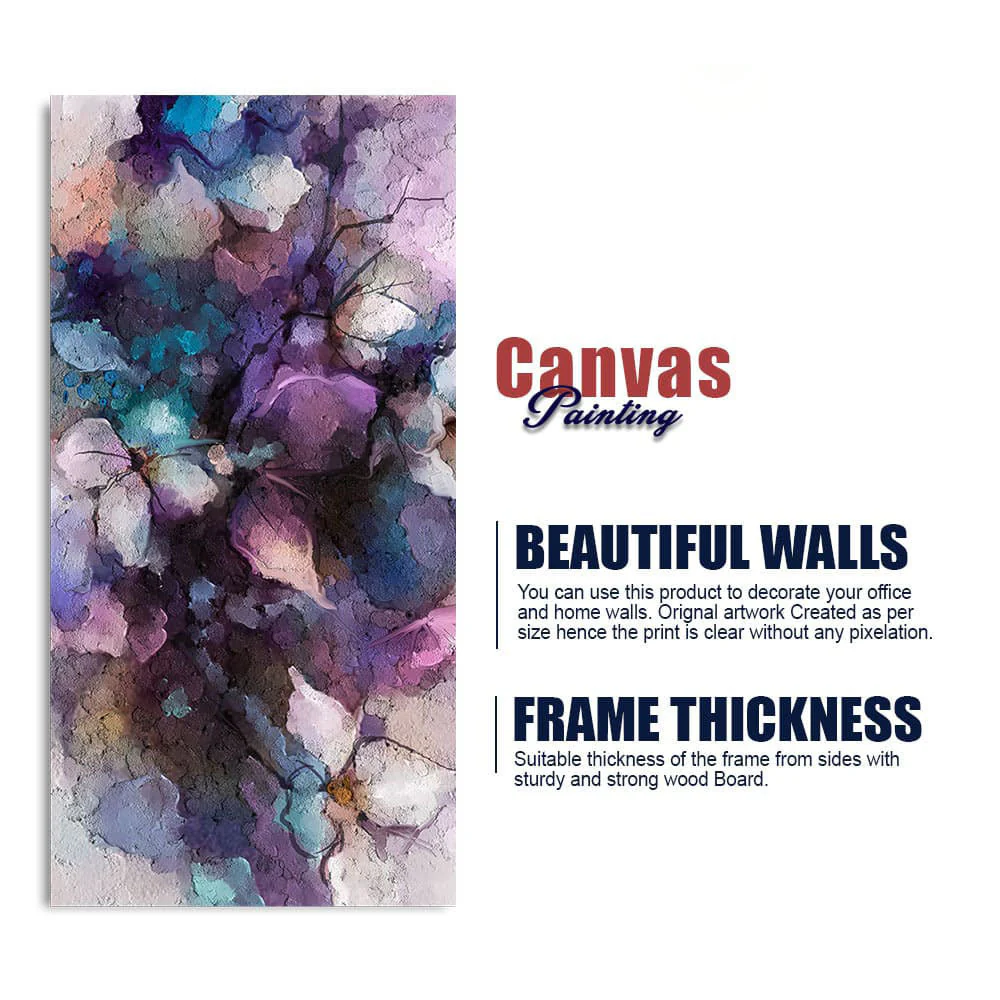 Abstract Purple Ethereal Floral Design Canvas Wall Painting - Image 6