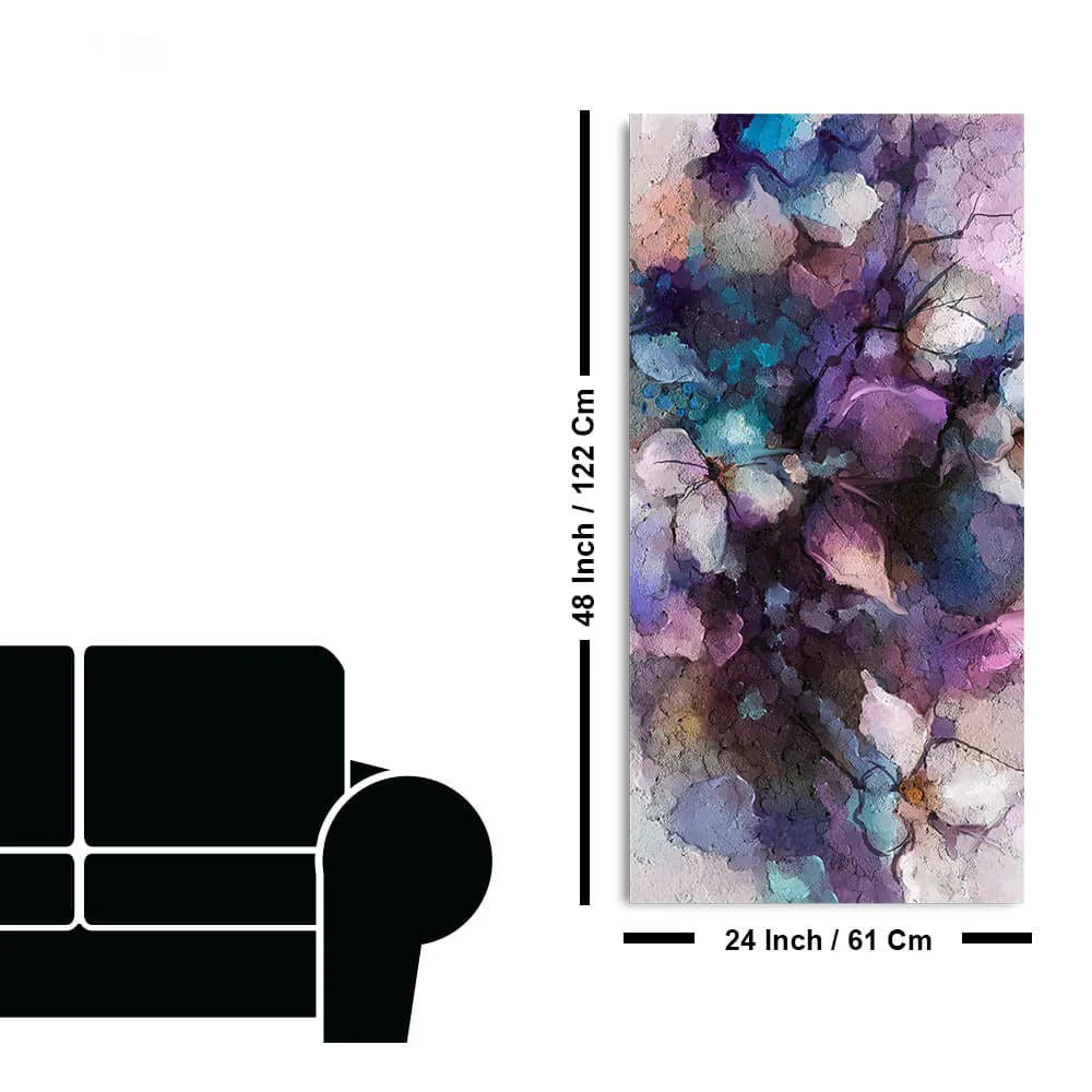 Abstract Purple Ethereal Floral Design Canvas Wall Painting - Image 7
