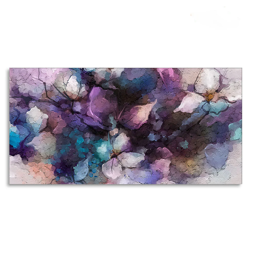Abstract Purple Ethereal Floral Design Premium Canvas Wall Painting - Image 4