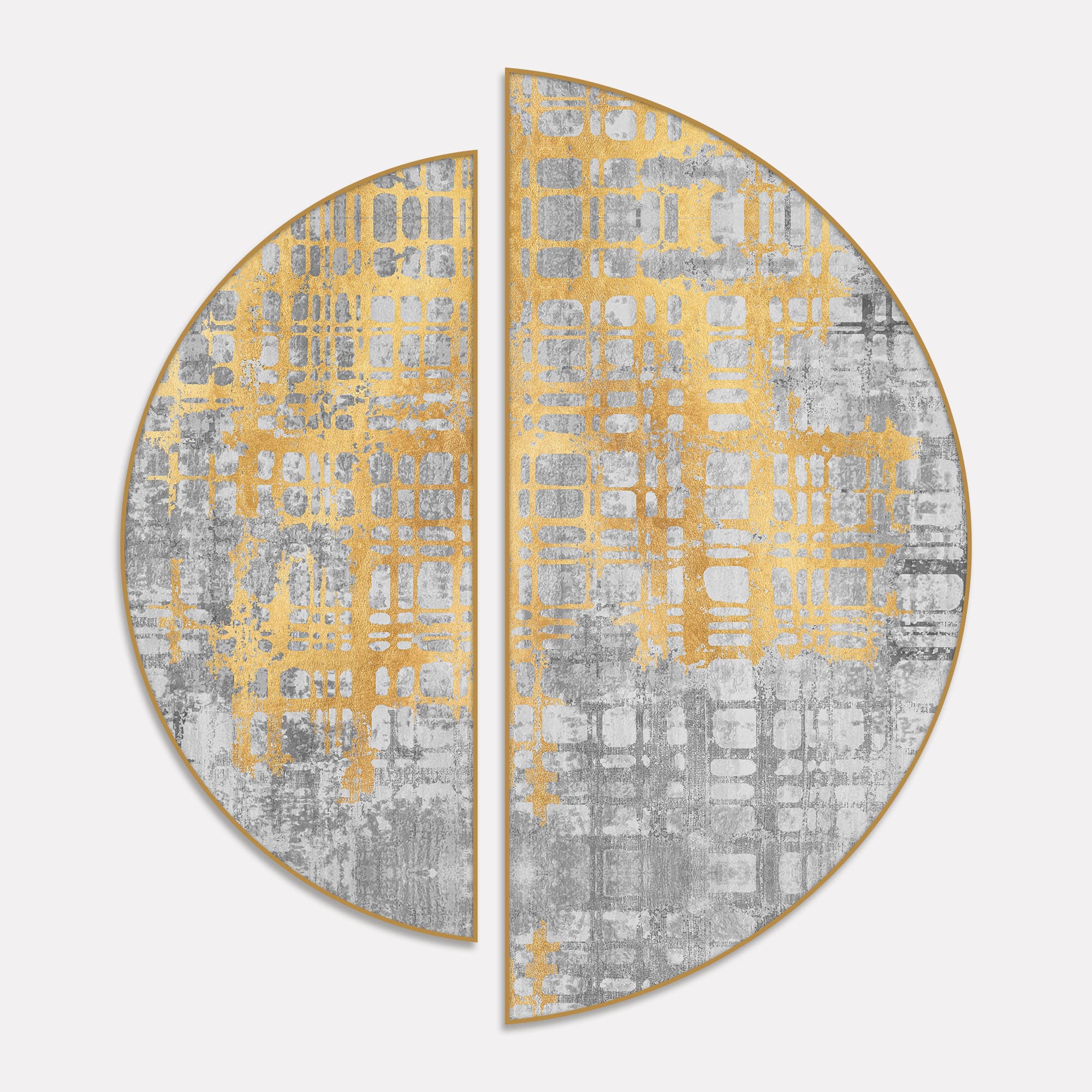 Abstract Retro Golden Art Semi Circle Frames Set Of 2 - Image 2