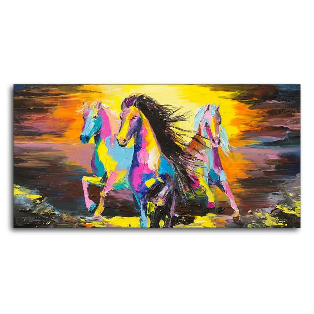 Running Horses Abstract Premium Canvas Wall Painting - Image 5
