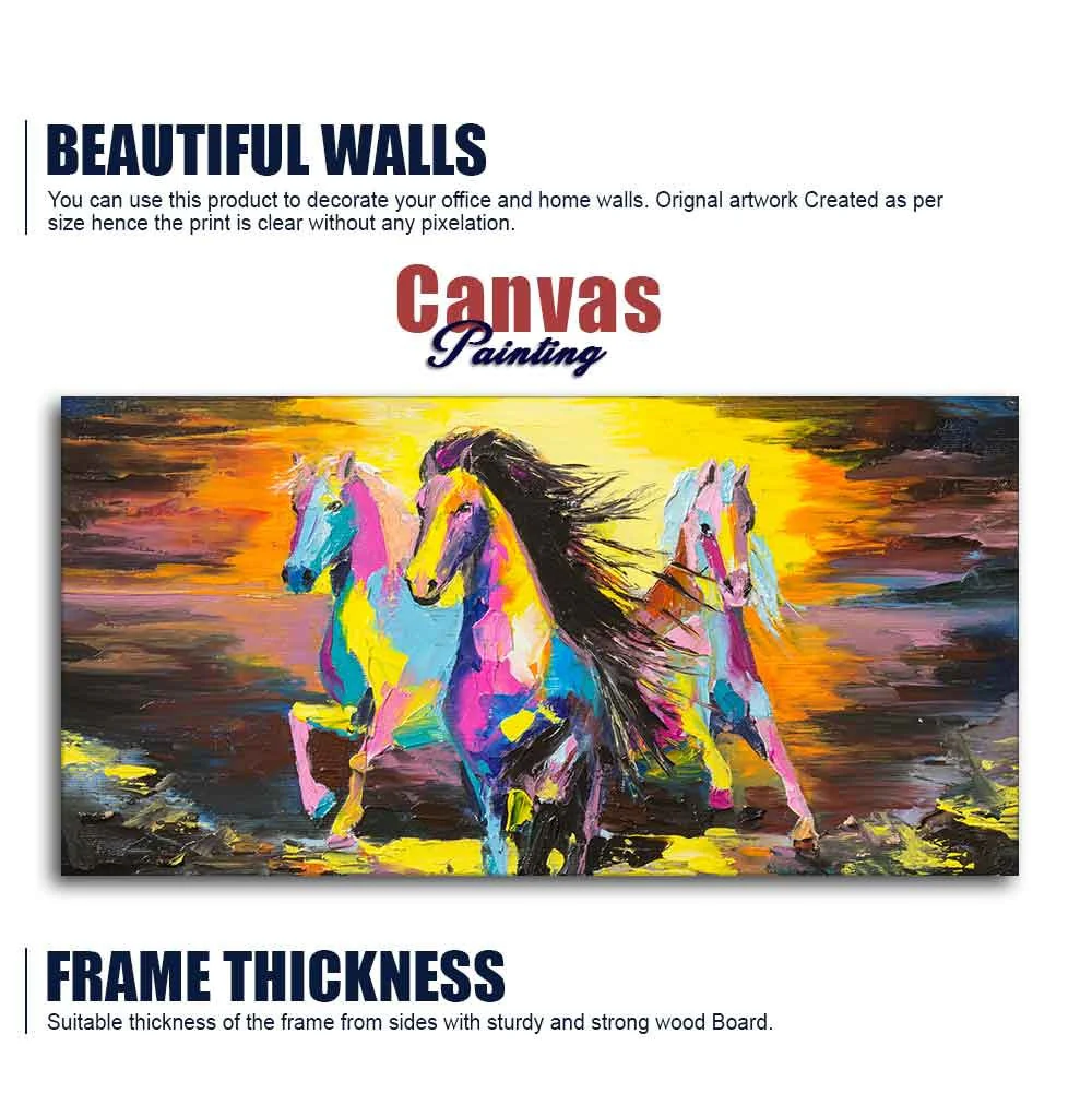 Running Horses Abstract Premium Canvas Wall Painting - Image 6