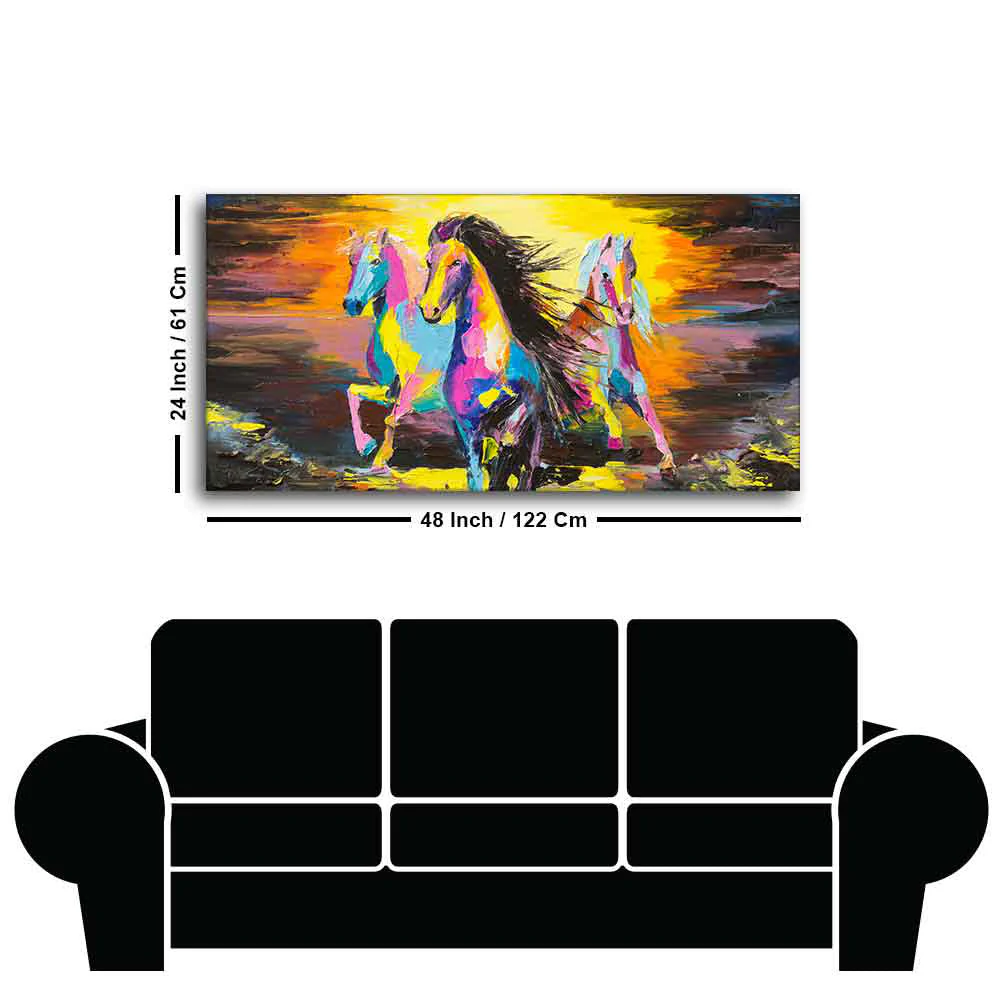 Running Horses Abstract Premium Canvas Wall Painting - Image 7