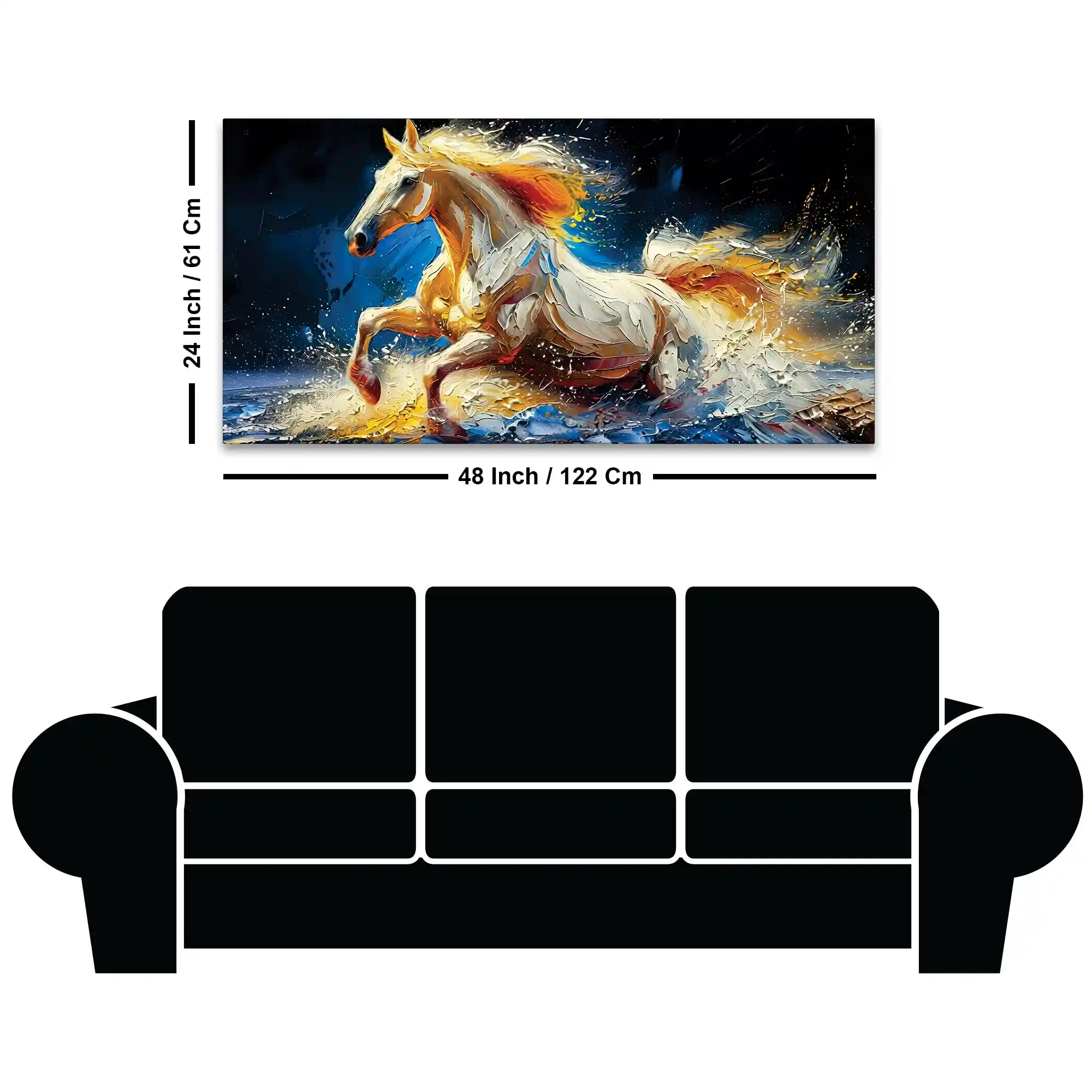 Abstract Running White Horse Canvas Wall Painting - Image 5