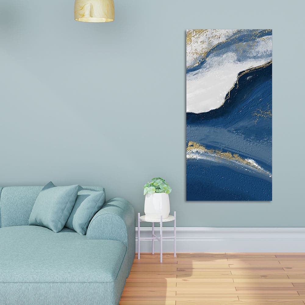 Abstract Seascape Golden Line art Canvas Wall Painting - Image 2