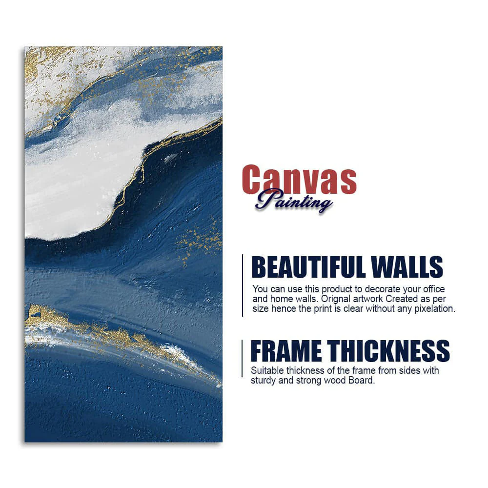 Abstract Seascape Golden Line art Canvas Wall Painting - Image 6