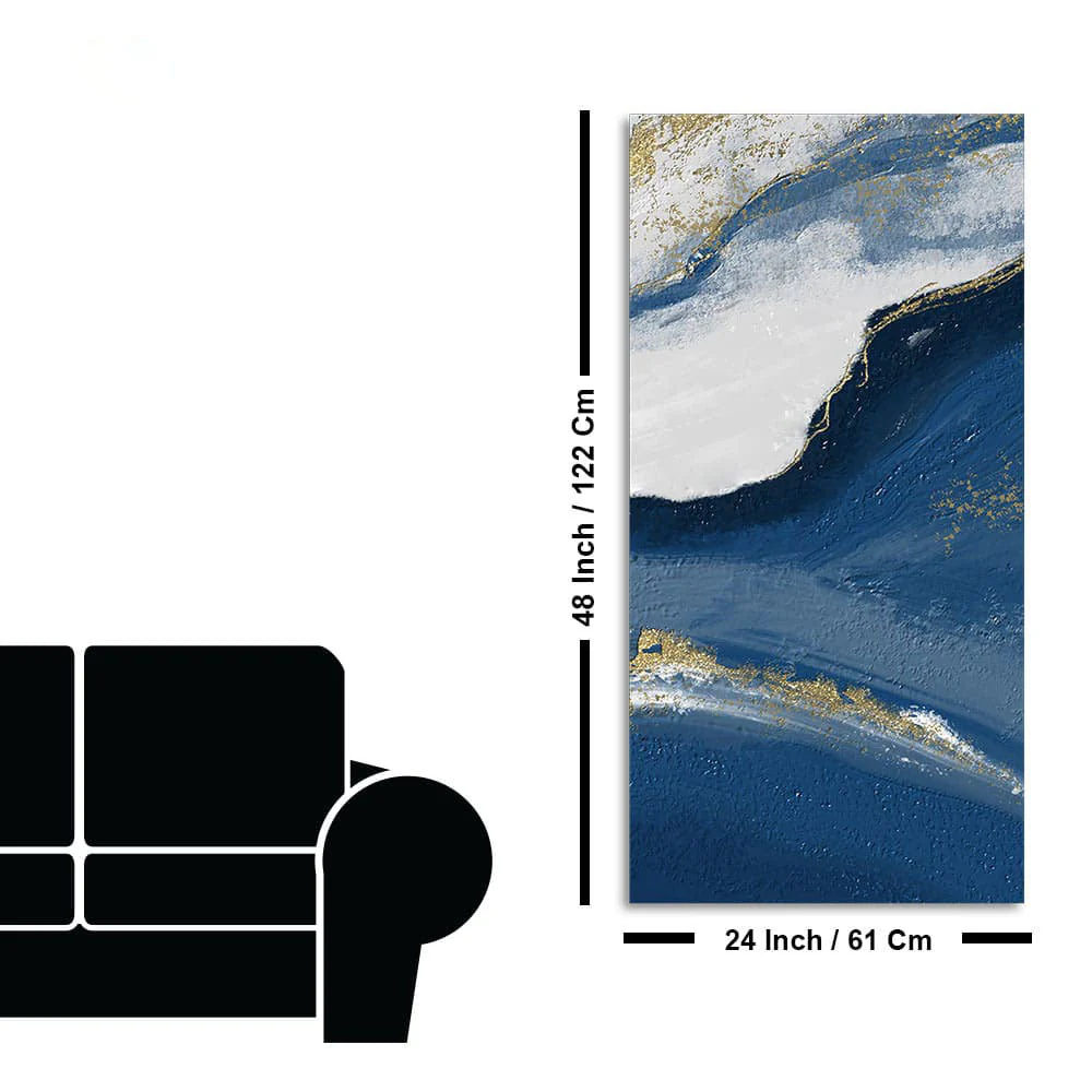 Abstract Seascape Golden Line art Canvas Wall Painting - Image 7