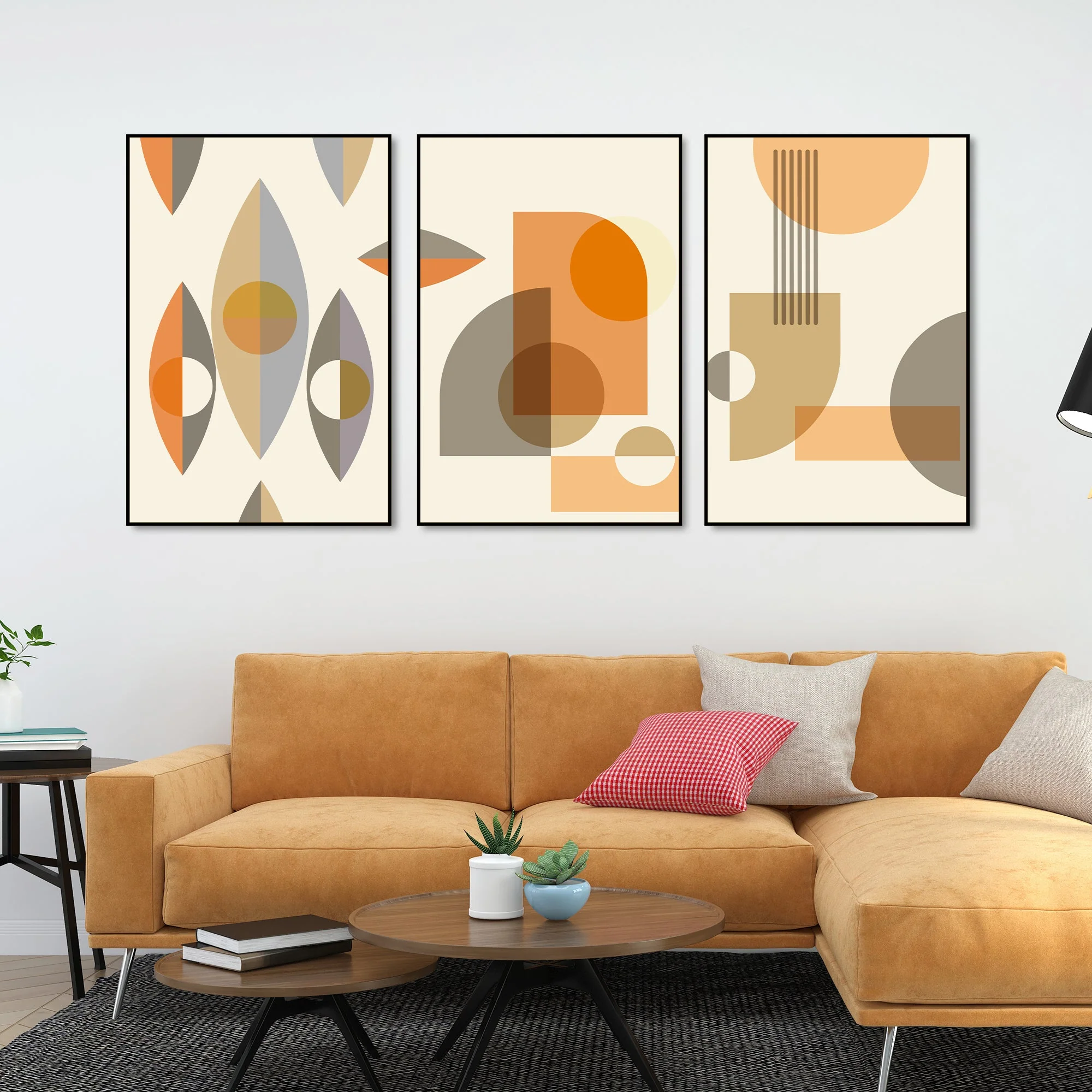 Abstract Shapes Floating Canvas Wall Painting Set of Three - Image 2