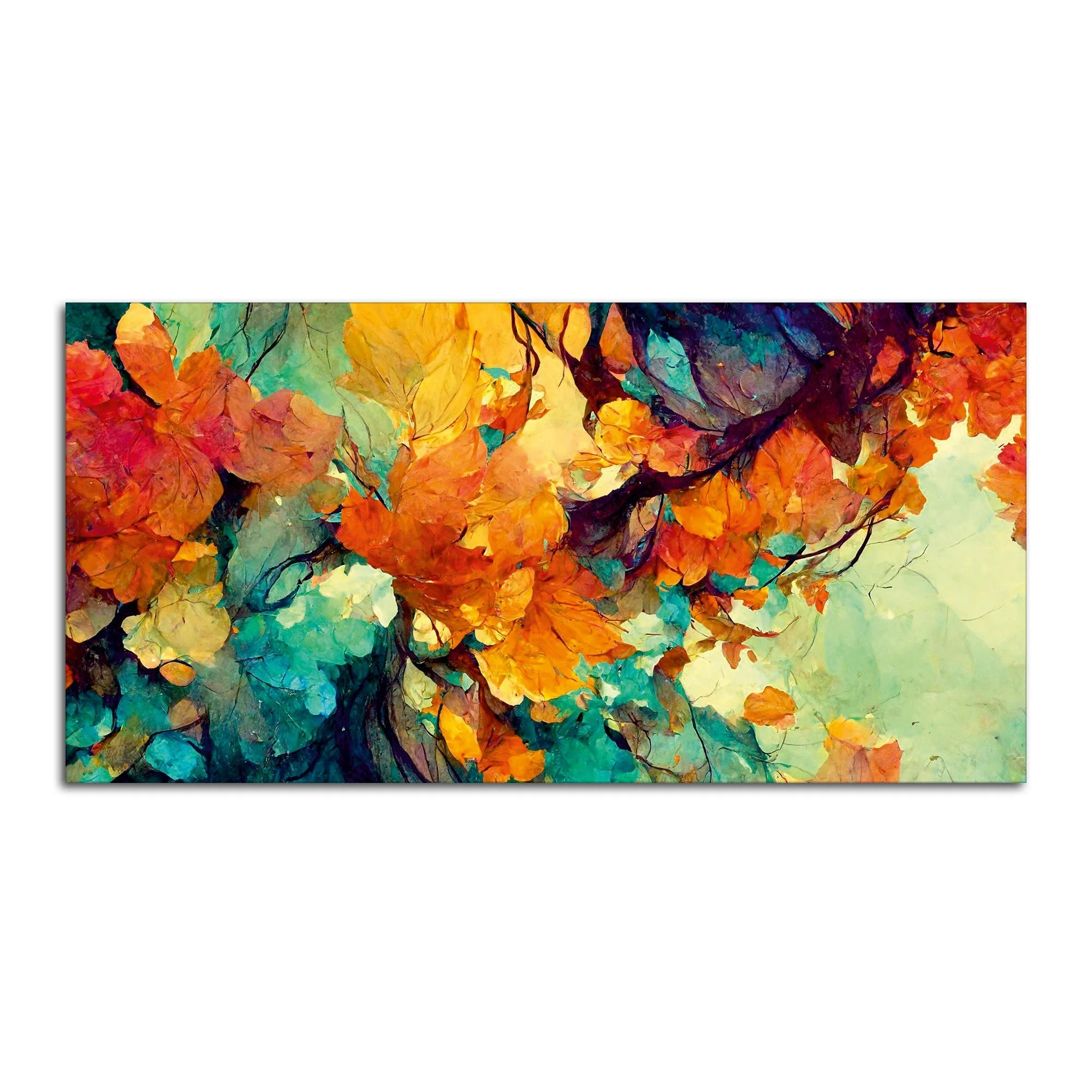 Abstract Texture Colorful Leaves Art Canvas Wall Painting - Image 4