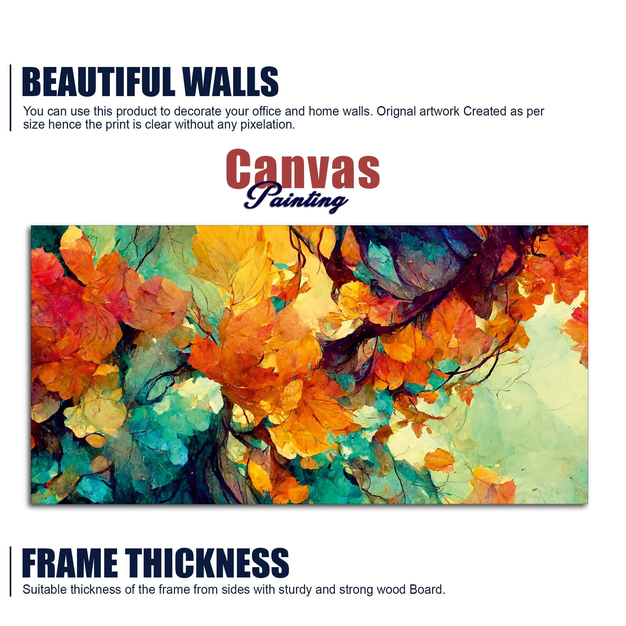 Abstract Texture Colorful Leaves Art Canvas Wall Painting - Image 6