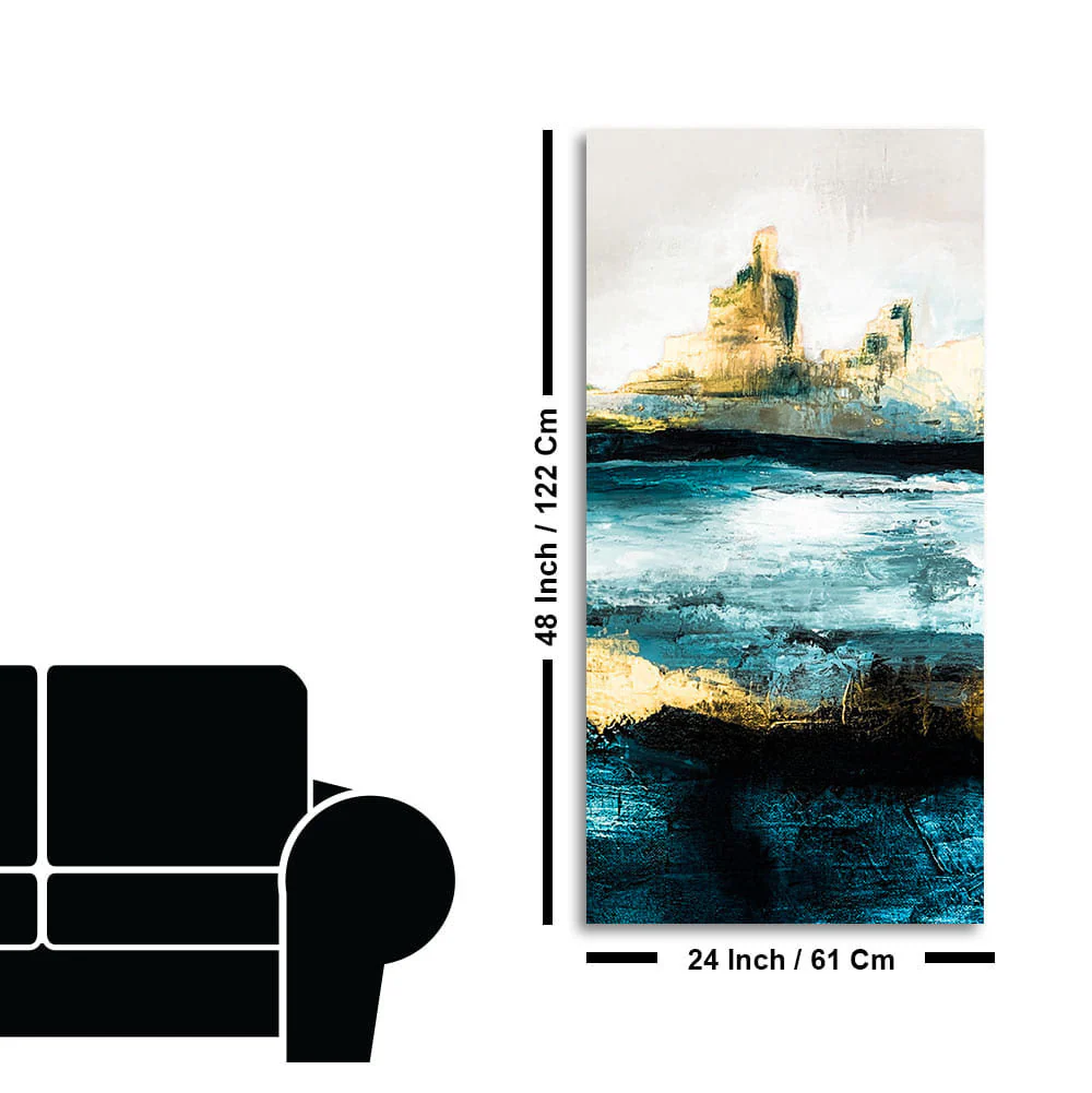 Abstract Texture Landscape Golden Mountain Lake Canvas Wall Painting - Image 7