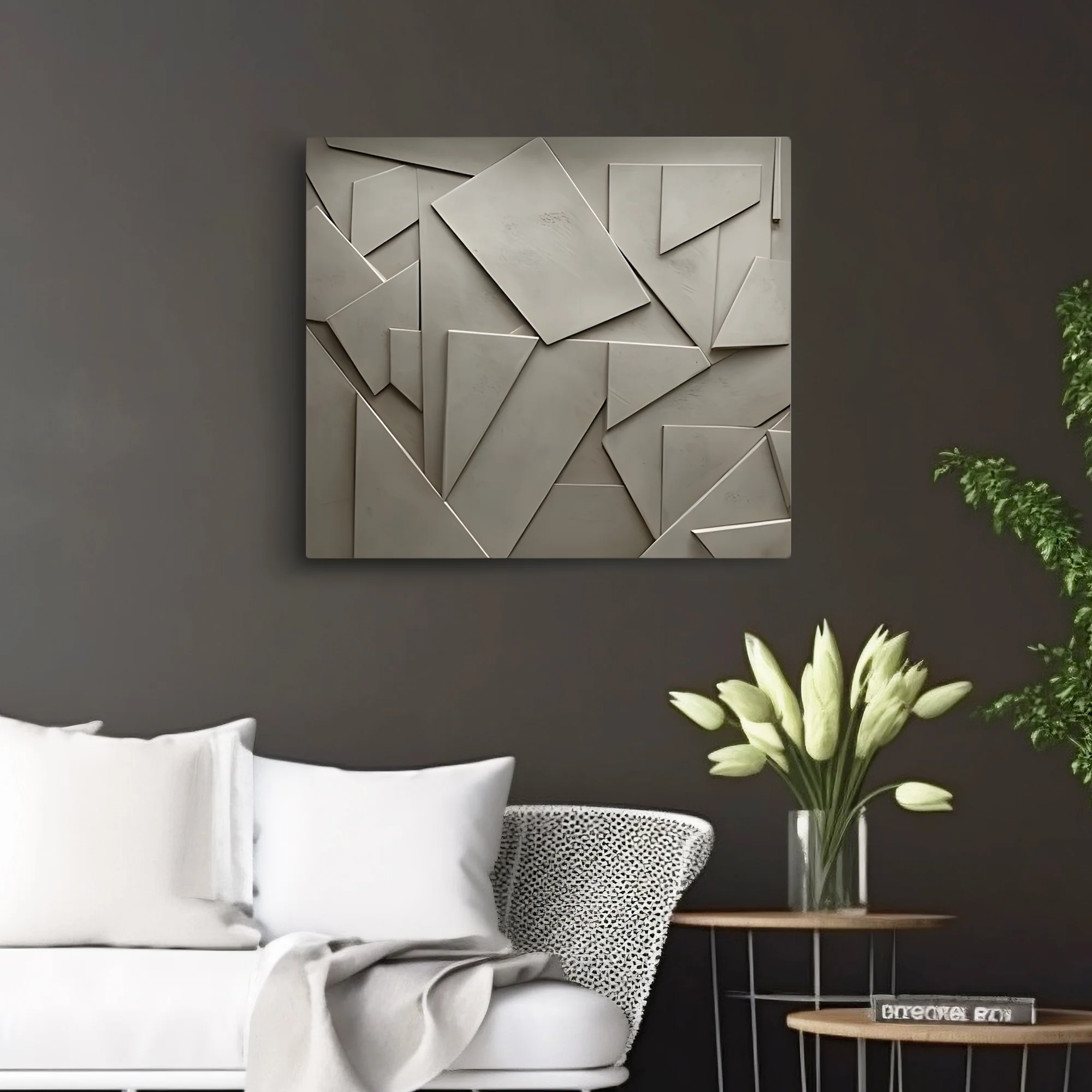 Abstract Textured 3D Wall Decor with Curved and Block Shapes - Image 2