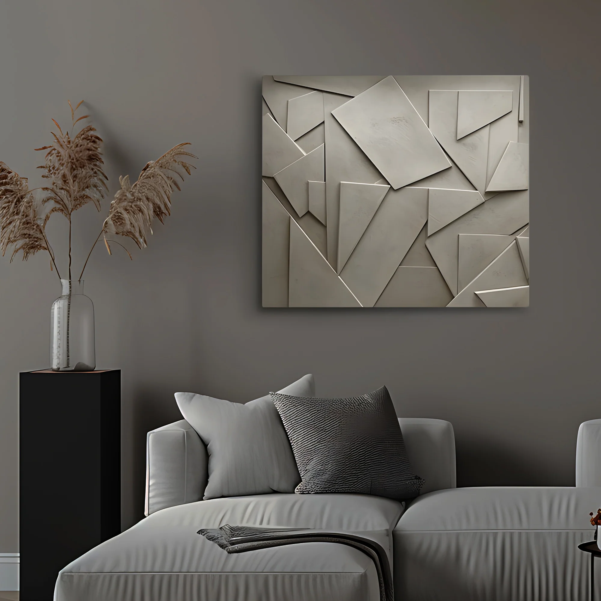 Abstract Textured 3D Wall Decor with Curved and Block Shapes - Image 3