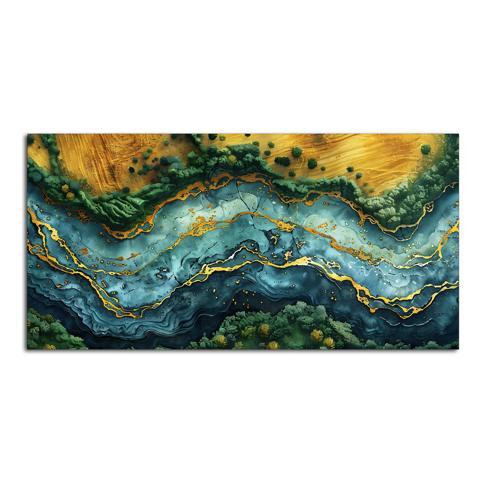 Abstract View of River Art Canvas Wooden Wall Painting - Image 4
