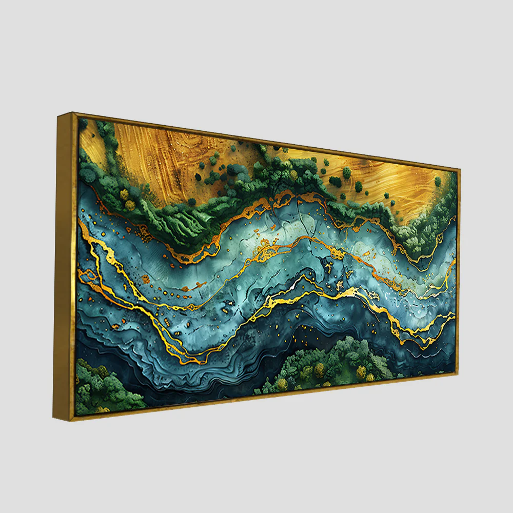 Abstract View of River Art Canvas Wooden Wall Painting - Image 6