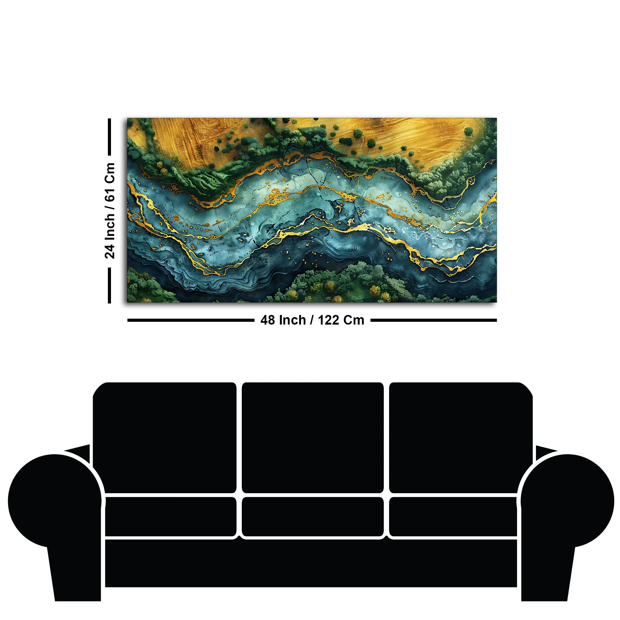 Abstract View of River Art Canvas Wooden Wall Painting - Image 7