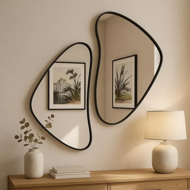 Abstract Wall Mirror Set | Irregular Shape Decorative Mirrors - Image 2