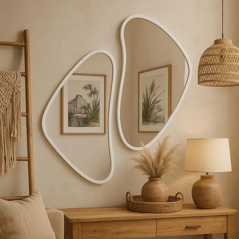 Abstract Wall Mirror Set | Irregular Shape Decorative Mirrors - Image 4