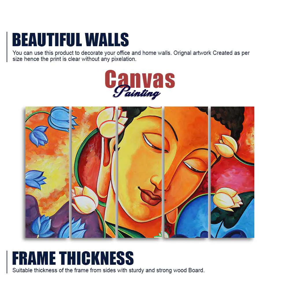 Abstract Wall Painting of Lord Spiritual Buddha Set of Five - Image 5