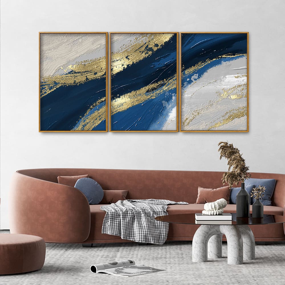 Abstract Wave Acrylic Premium Floating Canvas Wall Painting Set of Three - Image 2