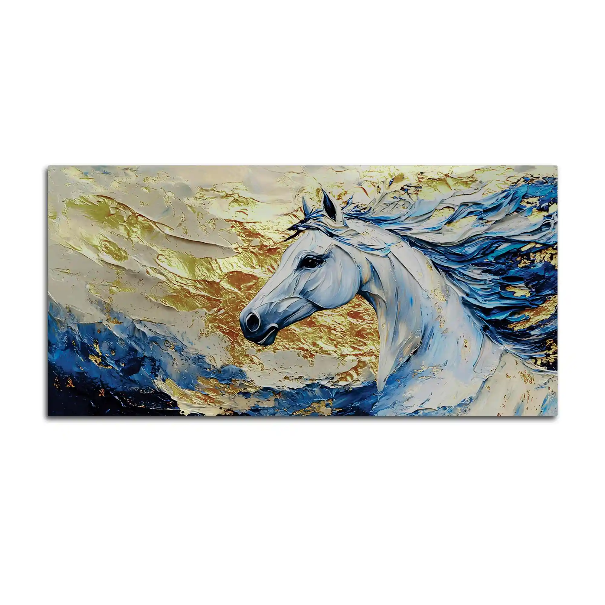 Abstract White Horse Canvas Painting - Image 4