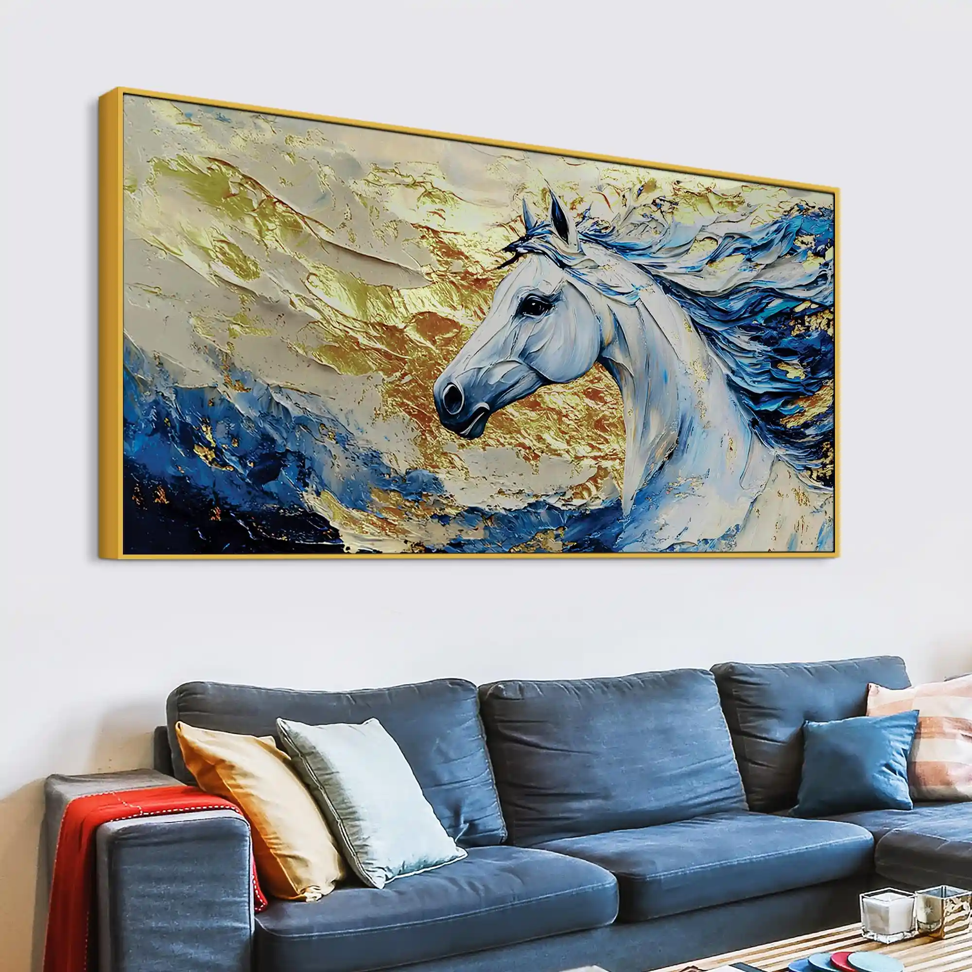 Abstract White Horse Canvas Painting - Image 5