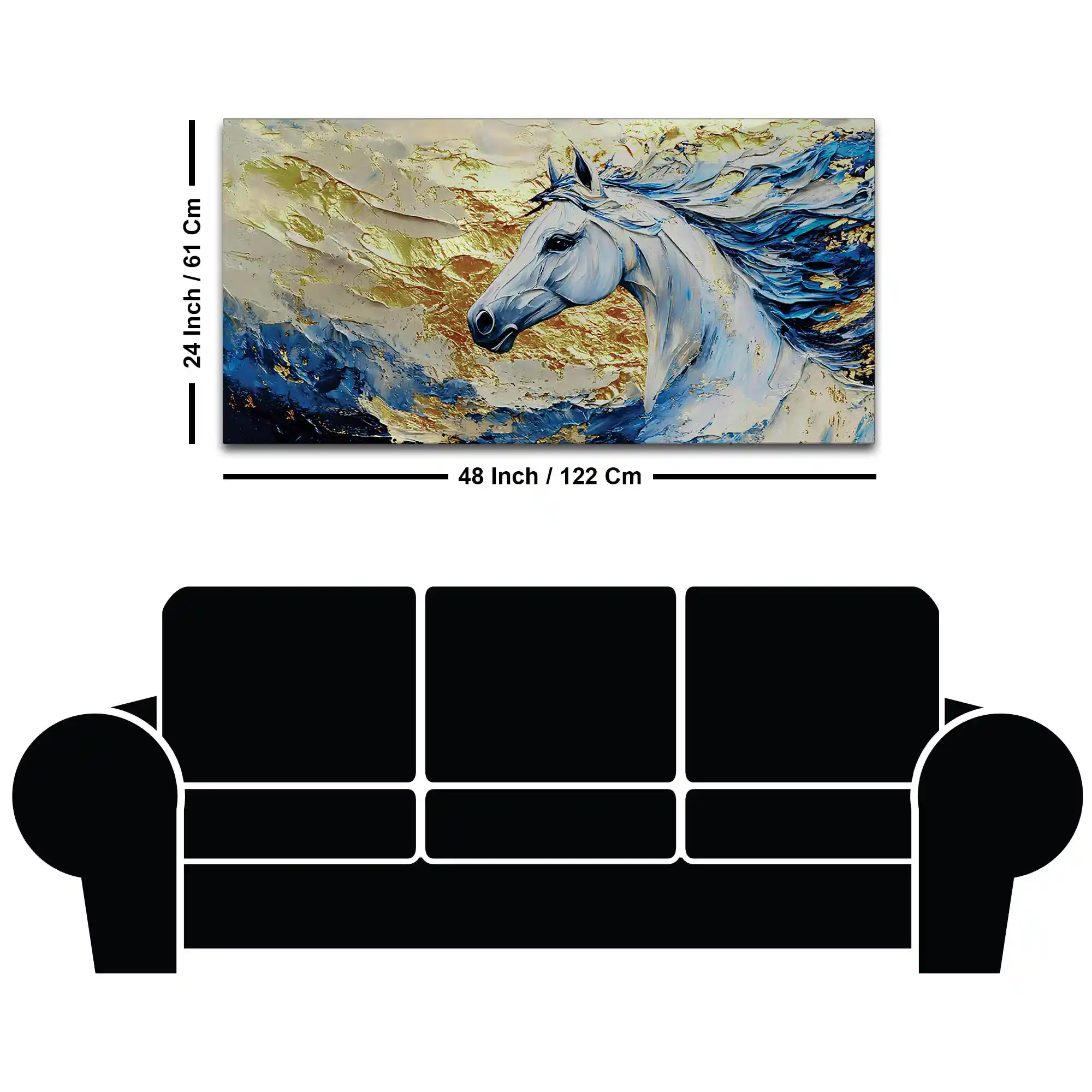 Abstract White Horse Canvas Painting - Image 8