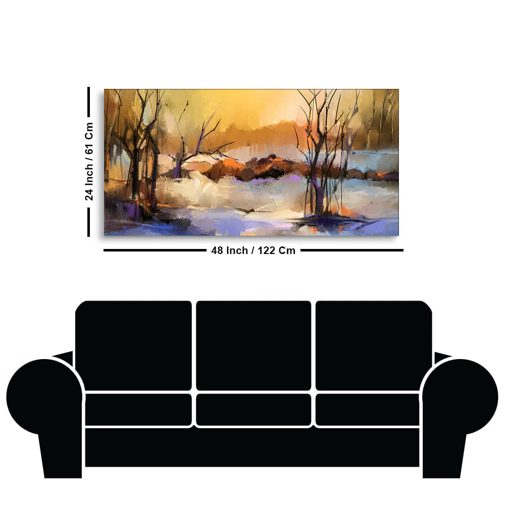 Abstract Winter Forest landscape Canvas Wall Painting - Image 7