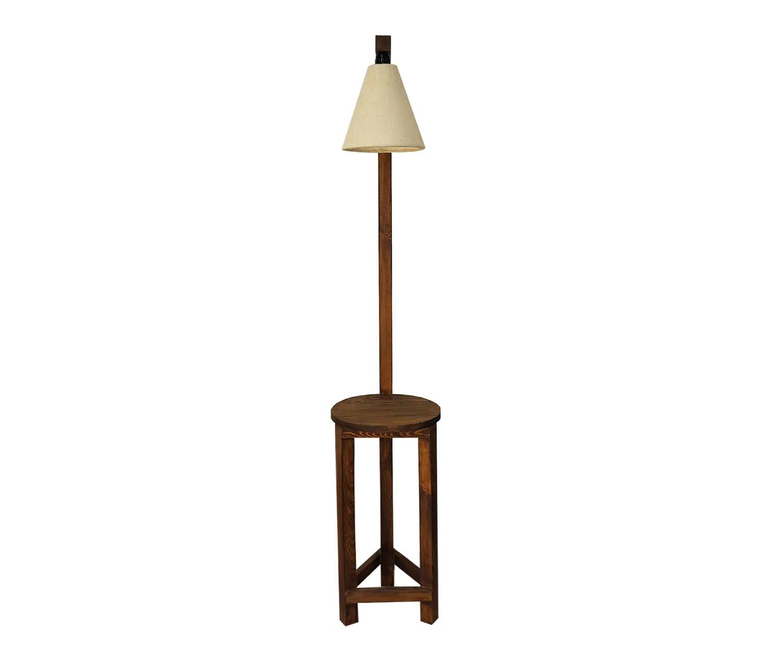 Accent Wooden Floor Lamp with Beige Fabric Lampshade - Image 8