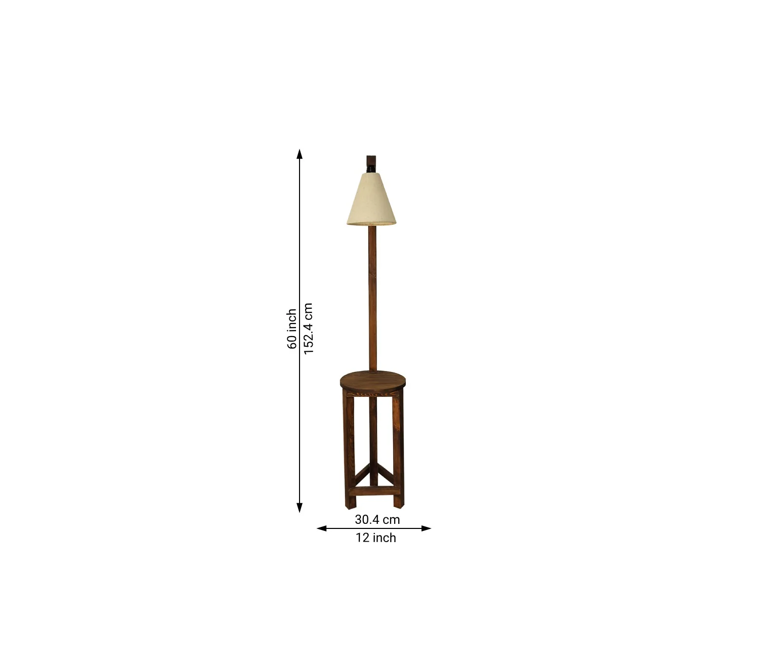Accent Wooden Floor Lamp with Beige Fabric Lampshade - Image 9