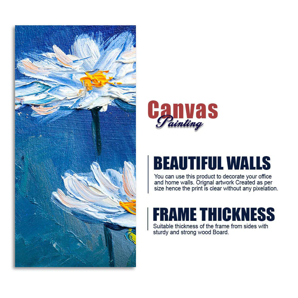 Acrylic Painting of White Flower Premium Canvas Wall Painting - Image 6