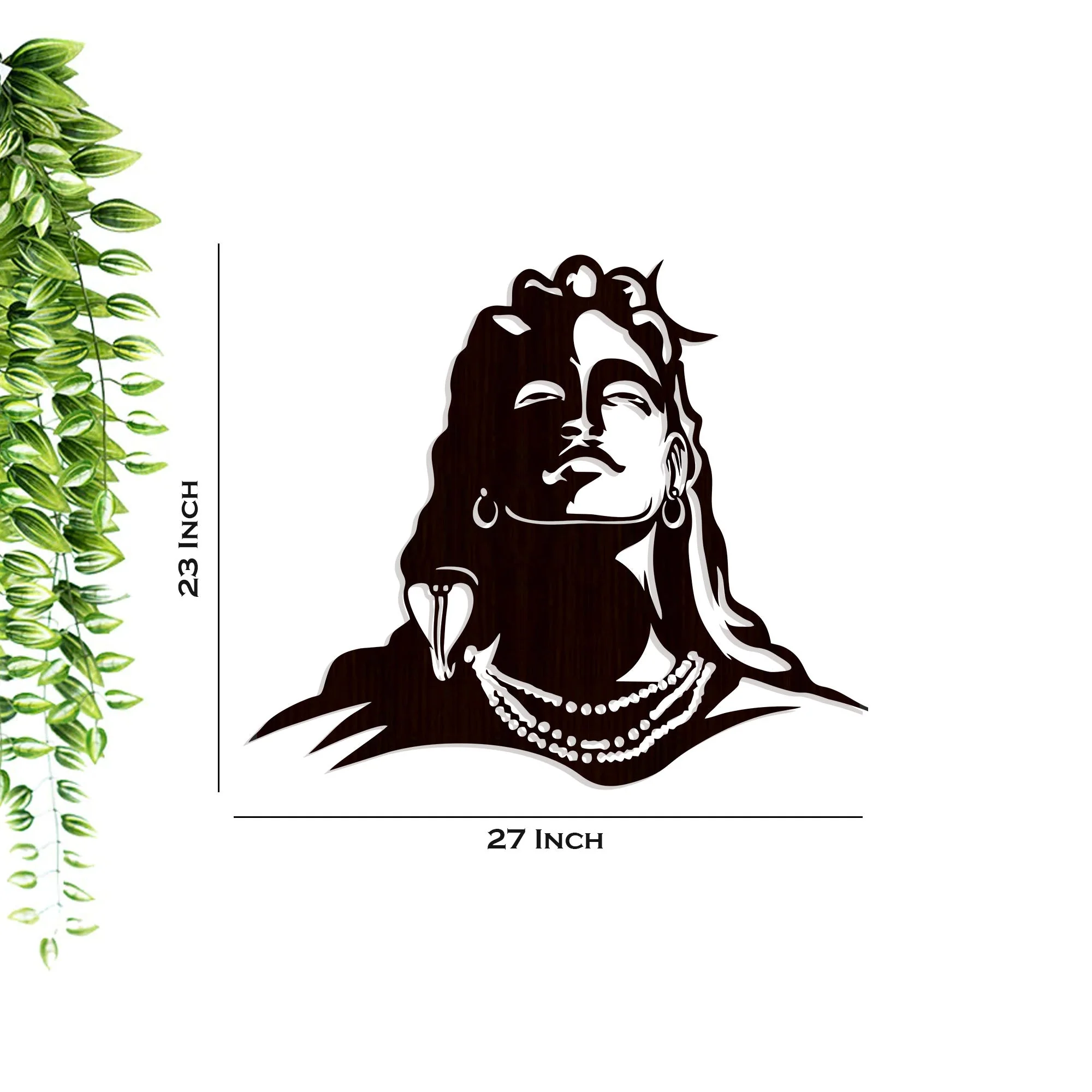 Adiyogi Lord Shiva Premium Backlit Design Wooden Wall Hanging with LED Night Light Walnut Finish - Image 4
