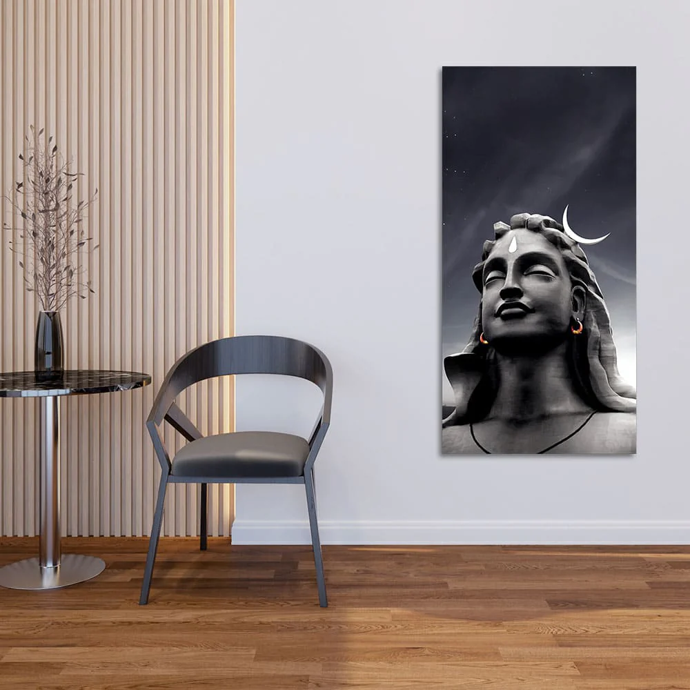 Adiyogi Shiva with Moon on the Head Canvas Wall Painting - Image 2