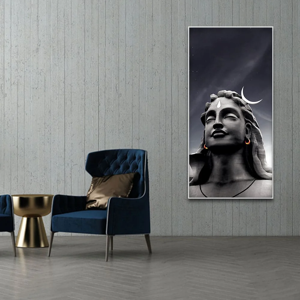 Adiyogi Shiva with Moon on the Head Canvas Wall Painting - Image 3