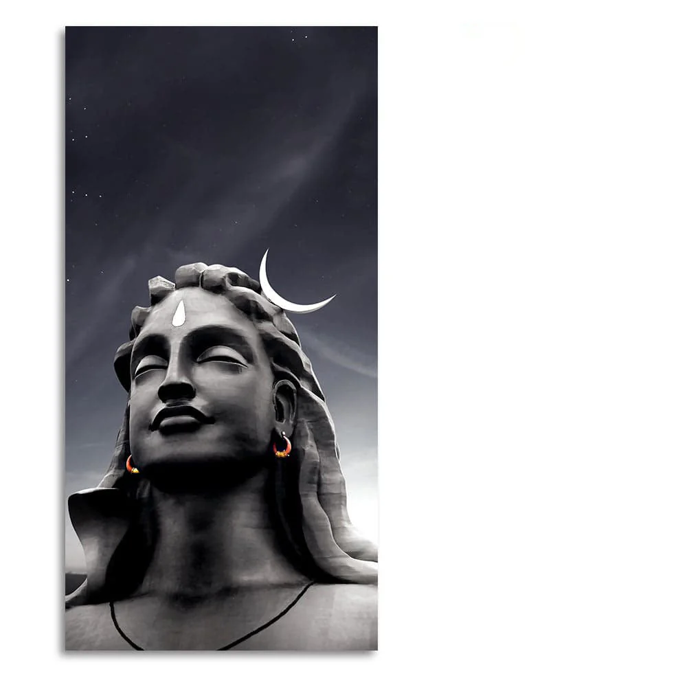 Adiyogi Shiva with Moon on the Head Canvas Wall Painting - Image 4