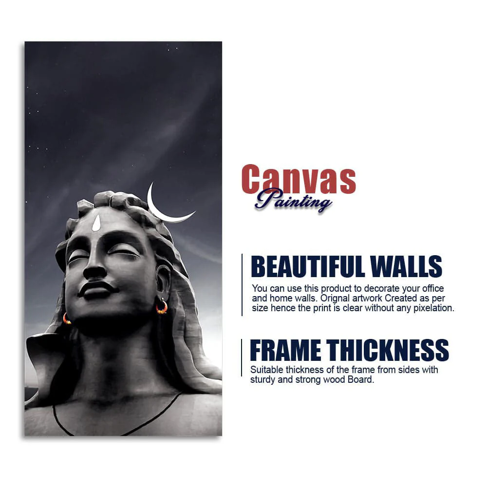 Adiyogi Shiva with Moon on the Head Canvas Wall Painting - Image 5
