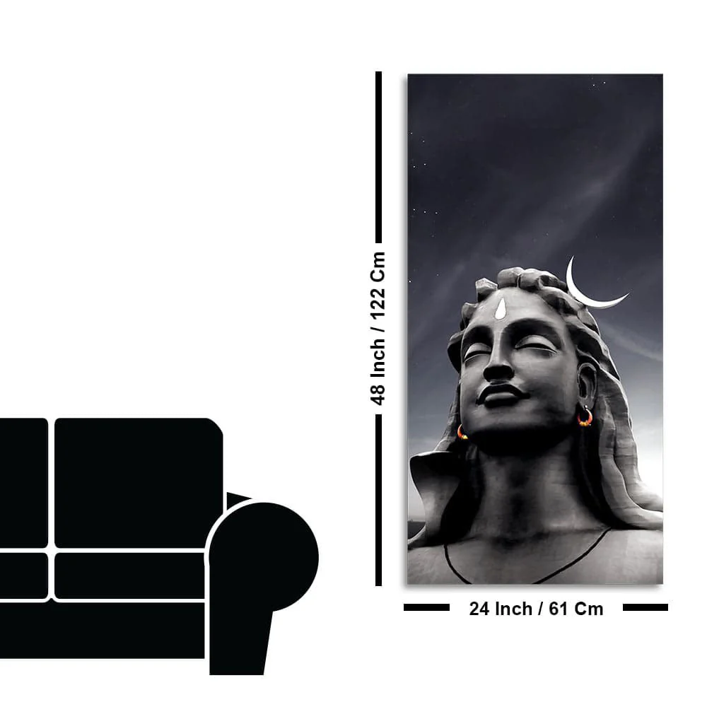 Adiyogi Shiva with Moon on the Head Canvas Wall Painting - Image 7