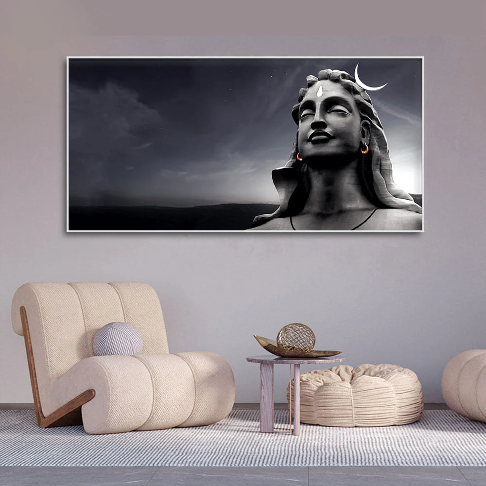 Adiyogi Shiva with Moon on the Head Wall Painting - Image 3