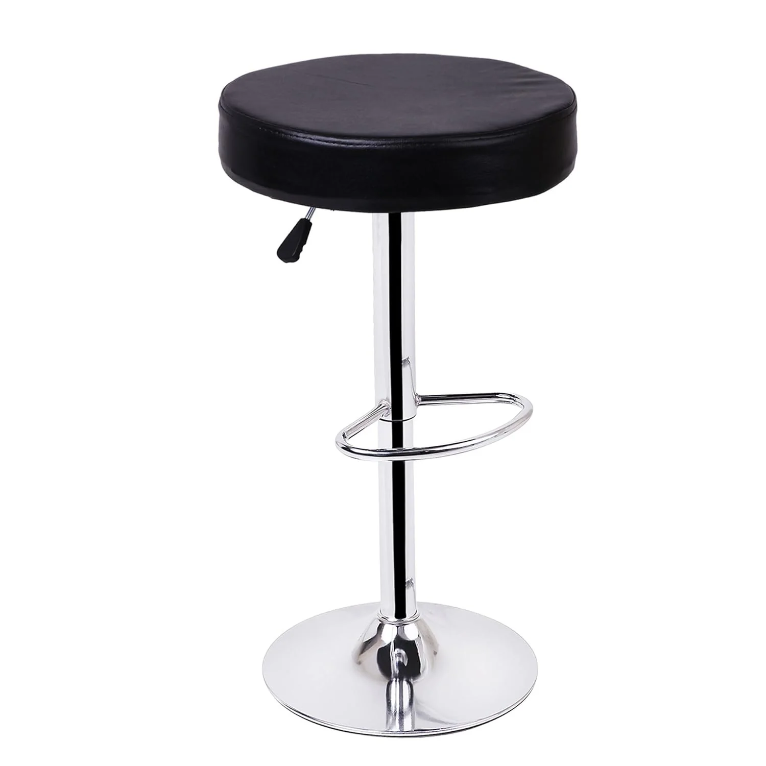 Adjustable Swivel Bar Stool with Black Faux Leather Seat - Image 4