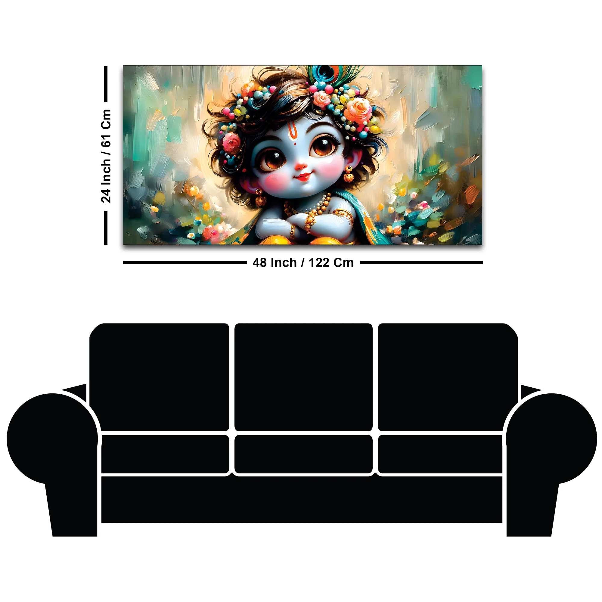 Adorable Baby Krishna Wall Painting on Canvas for Home Decoration - Image 8