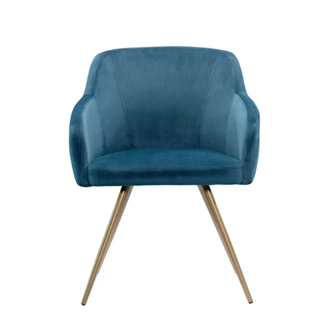 Aesthetic Blue Velvet Accent Chair with Golden Legs - Image 2