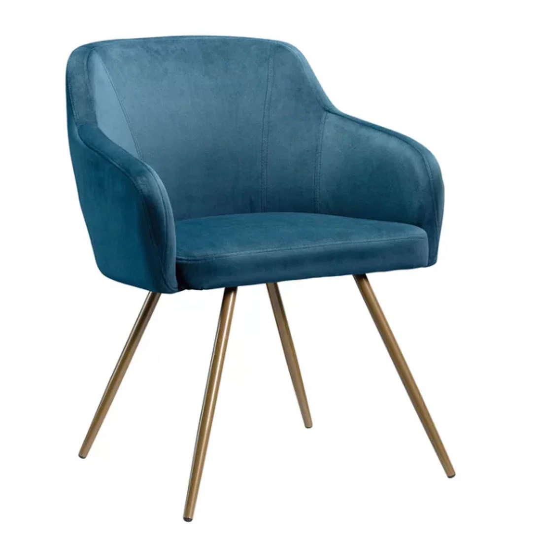 Aesthetic Blue Velvet Accent Chair with Golden Legs - Image 3