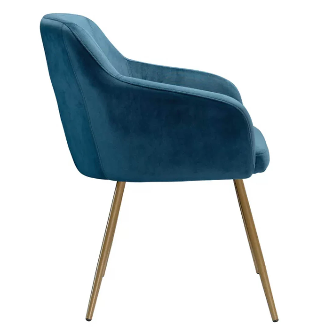 Aesthetic Blue Velvet Accent Chair with Golden Legs - Image 4