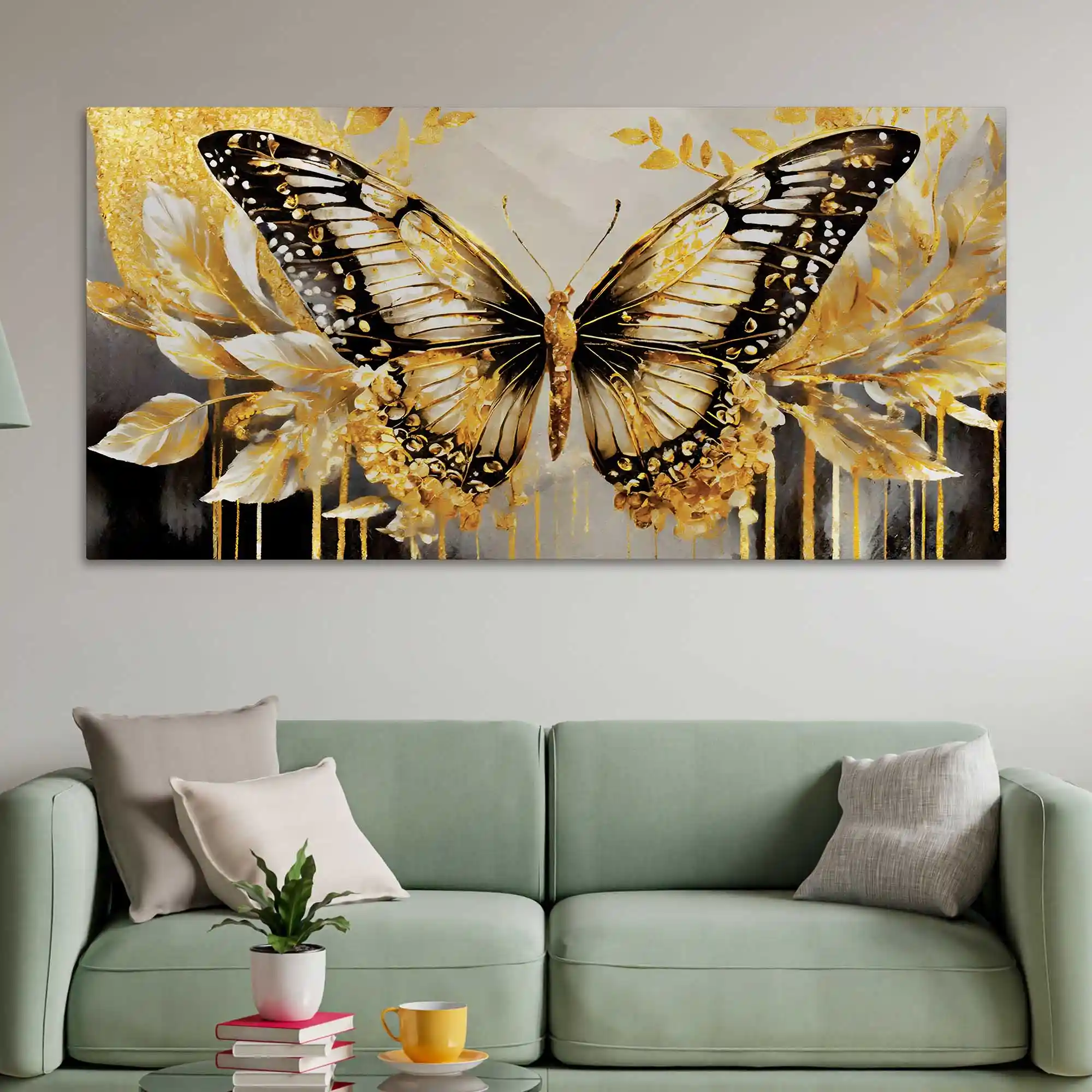 Aesthetic Golden Butterfly Luxury Abstract Wall Painting - Image 3