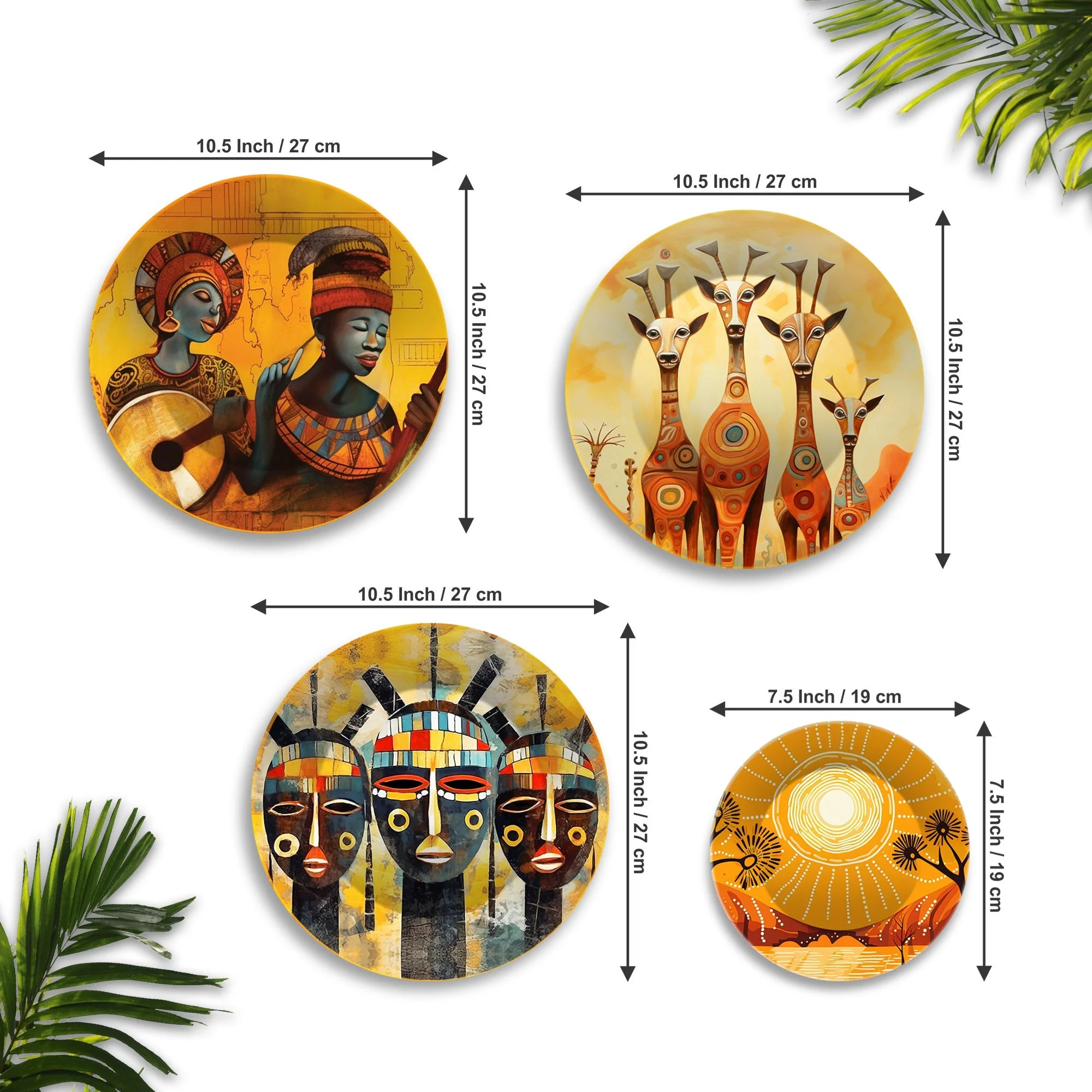 African Abstract Art Premium Wall Plates Painting Set of Four - Image 6