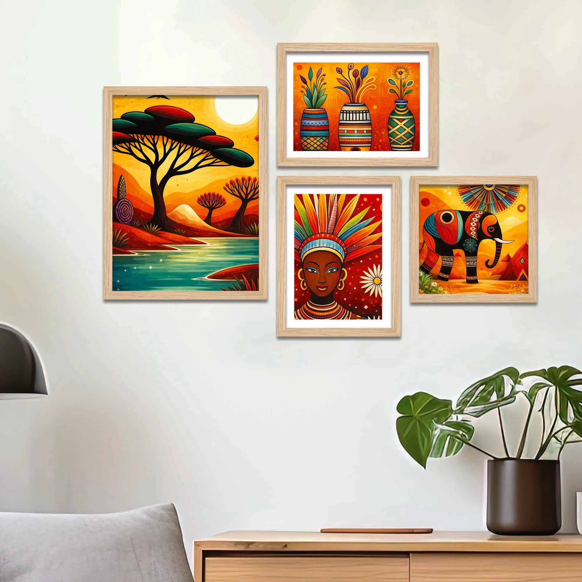 African Inspired Wall Frame Set of Four - Image 2